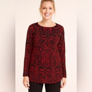 J.Jill Black & Red Rhinestone Sweater Size Large